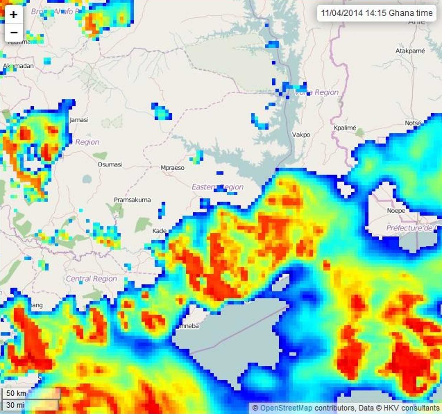 Satellite precipitation over Ghana