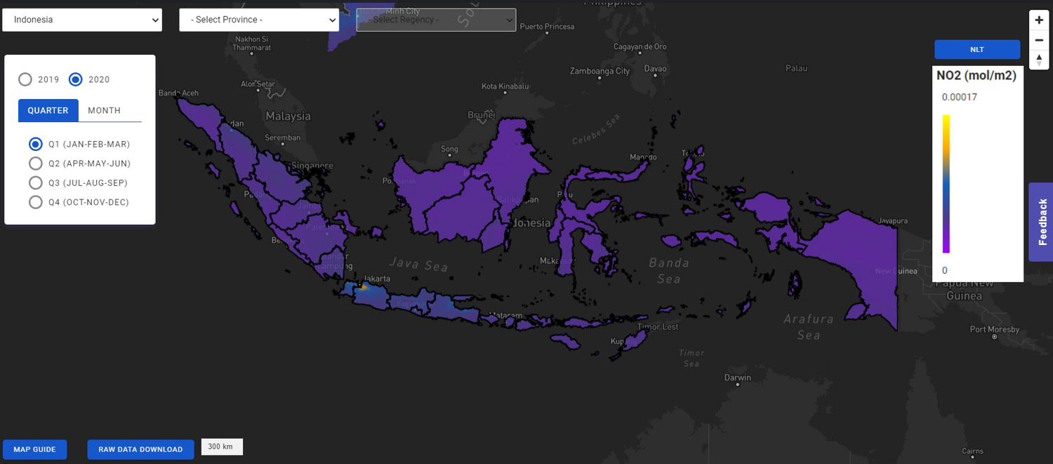 NO2 analysis over time to assess impacts of COVID-19 on economic activities using Sentinel 5P data.