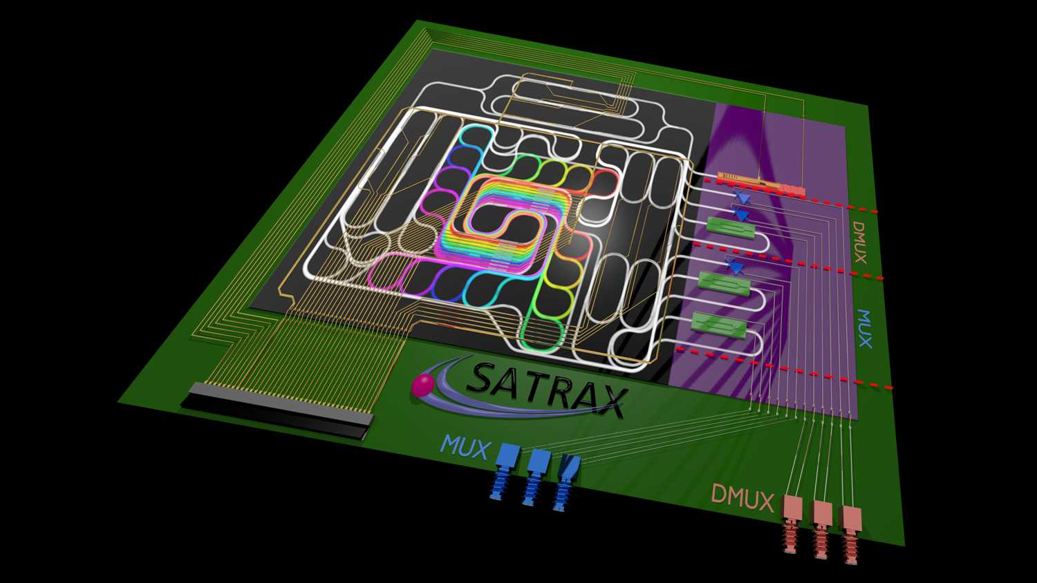 Artist impression of OBFN module with hybridly integrated laser and detectors