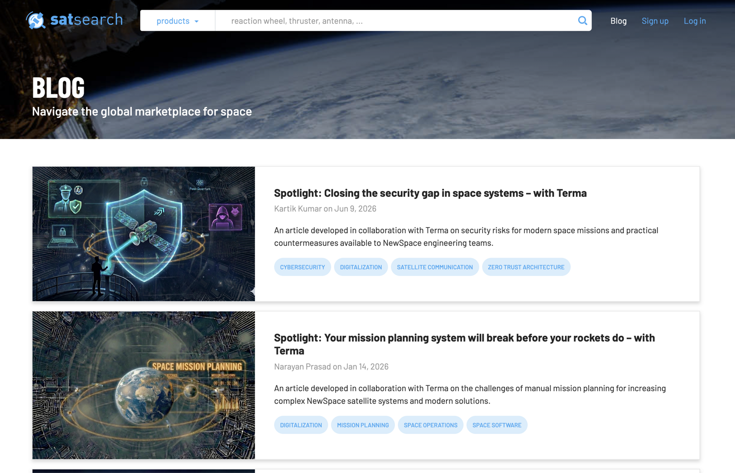 satsearch blog with resources for space engineers