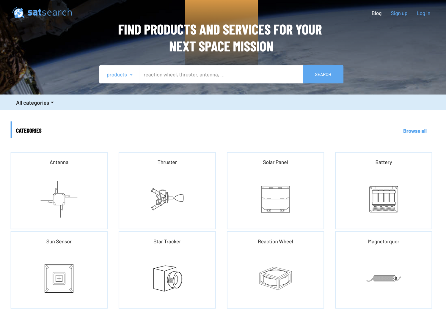satsearch homepage & search engine