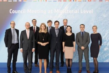 De Nederlandse delegatie rond Staatssecretaris Mona Keijzer tijdens de ESA Ministersconferentie SPACE19+.